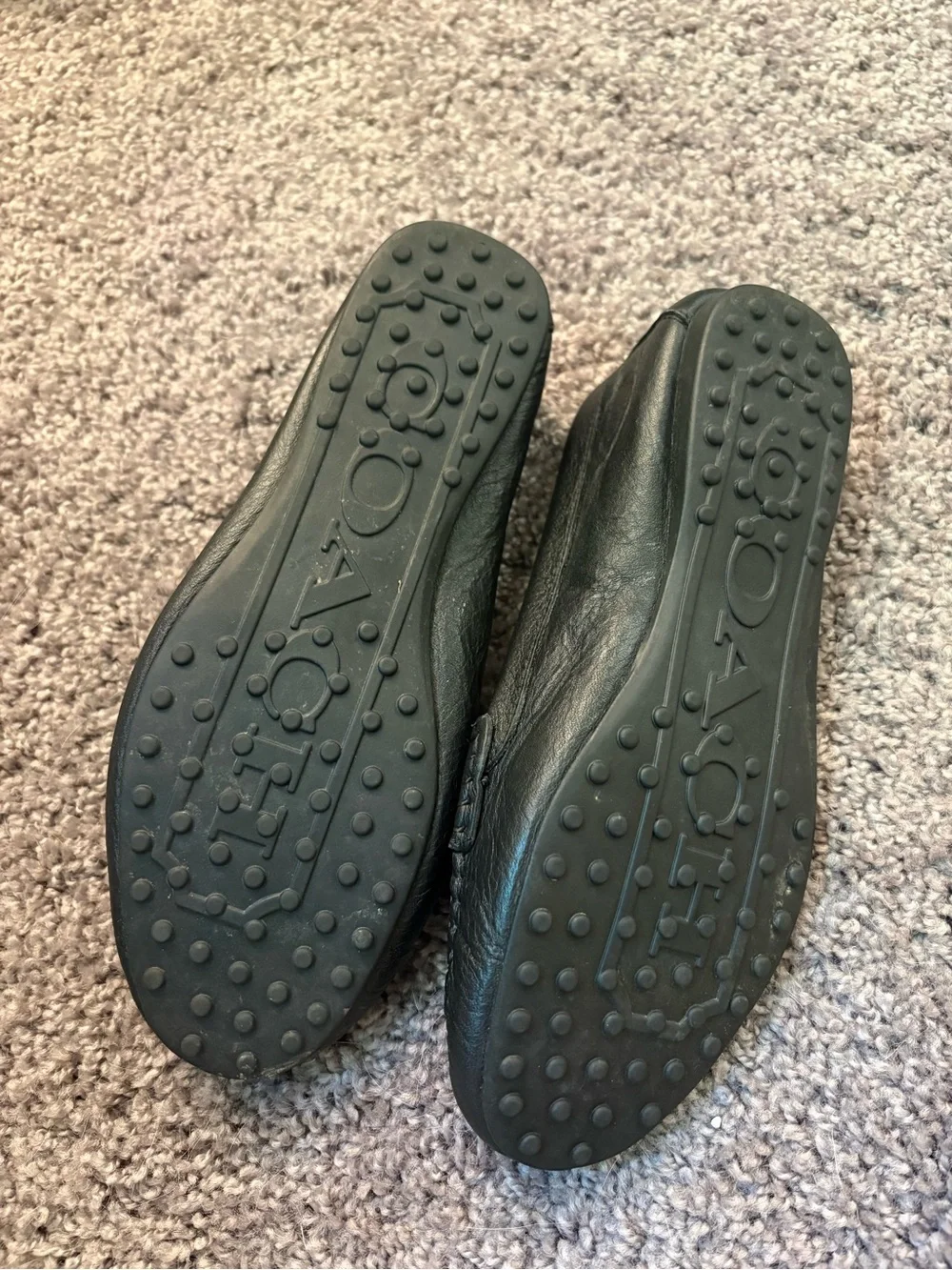 Coach Black Pebbled Leather Fredrica Women's Loafers with Silver Plaque - Picture 3 of 6